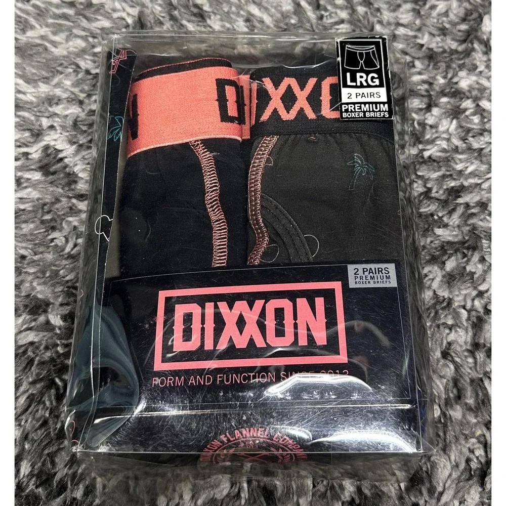 Dixxon Boxer Briefs Mens Large Black Pink 2 Pack Tropical Flamingo Underwear New